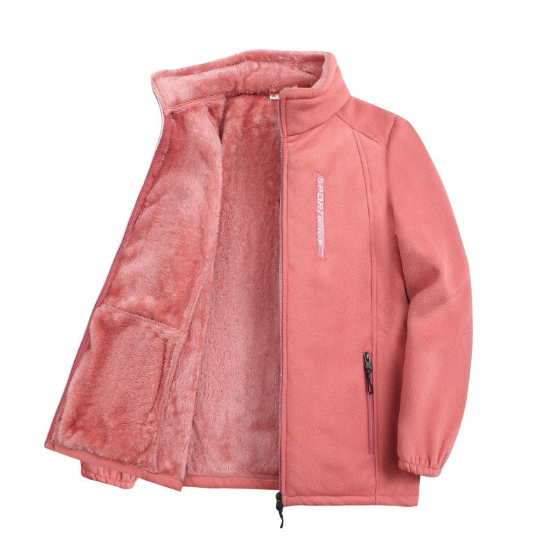 Polar Fleece Jacket Women's Outdoor Sports And Casual Cardigan Woman Cotton Dress Top