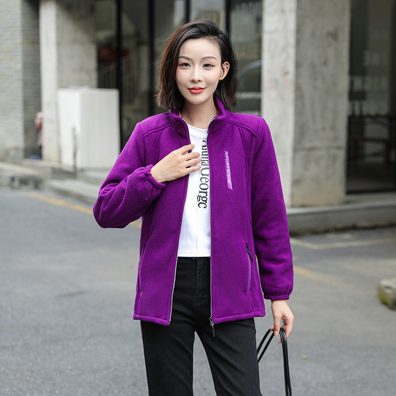 Polar Fleece Jacket Women's Outdoor Sports And Casual Cardigan Woman Cotton Dress Top