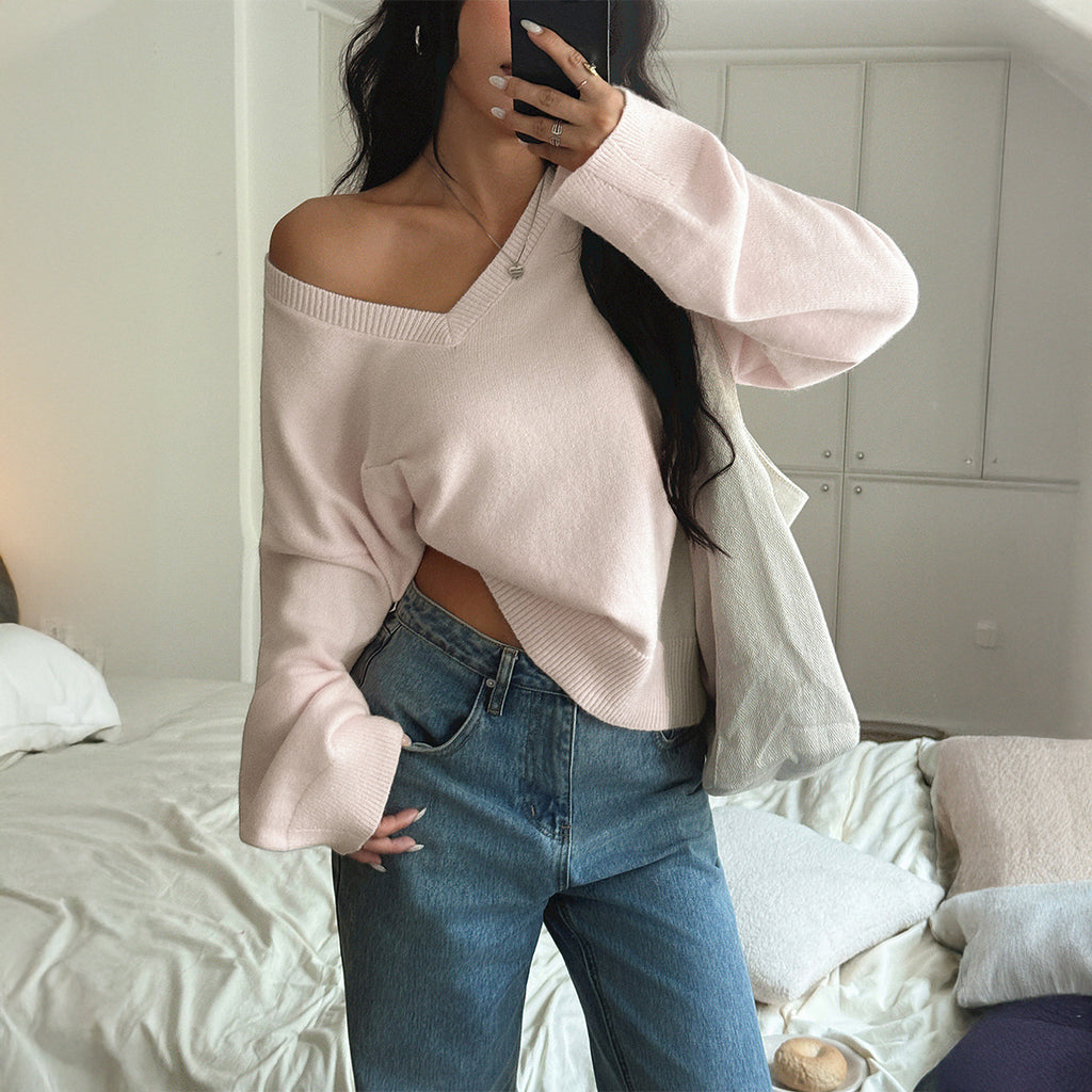 Fashion Solid Color Long Sleeve Sweater For Women