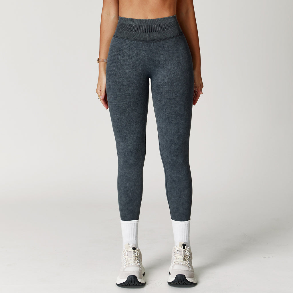 Seamless Stone Washed Yoga Pants High Waist Hip Lift Tight Trousers