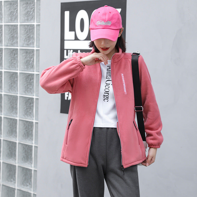 Polar Fleece Jacket Women's Outdoor Sports And Casual Cardigan Woman Cotton Dress Top