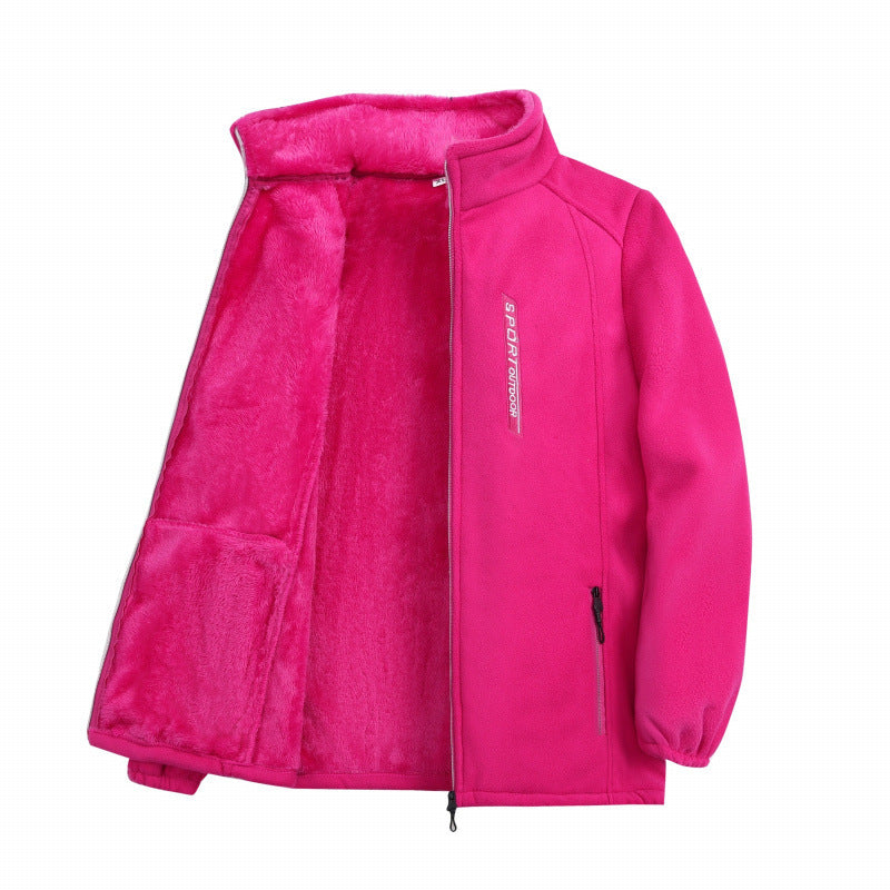 Polar Fleece Jacket Women's Outdoor Sports And Casual Cardigan Woman Cotton Dress Top
