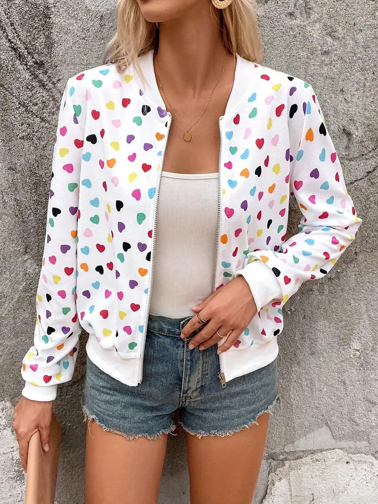 Zipper Jacket Small Thin Long-sleeved Top Colorful Printing